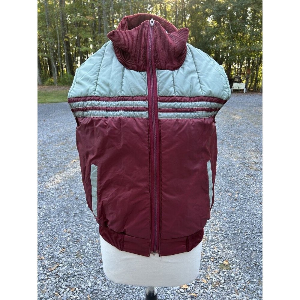 Vintage Sovereign Puffer Vest  Small Red Gray Gorp Cabin Utility